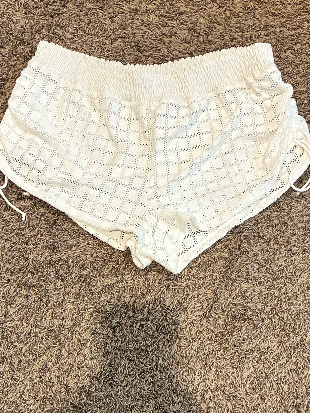 No Boundaries White Crochet Bathing Suit Coverup Shorts Size XL